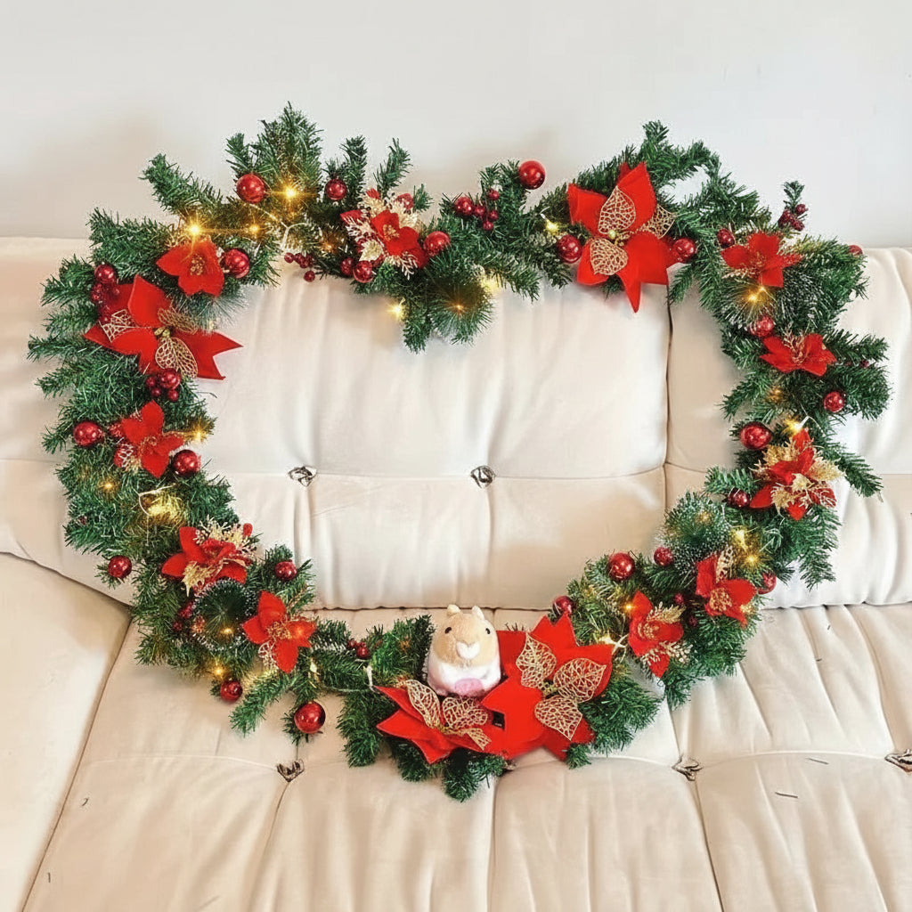 Enchanted Glow: Battery-Powered Artificial Christmas Garland Lights