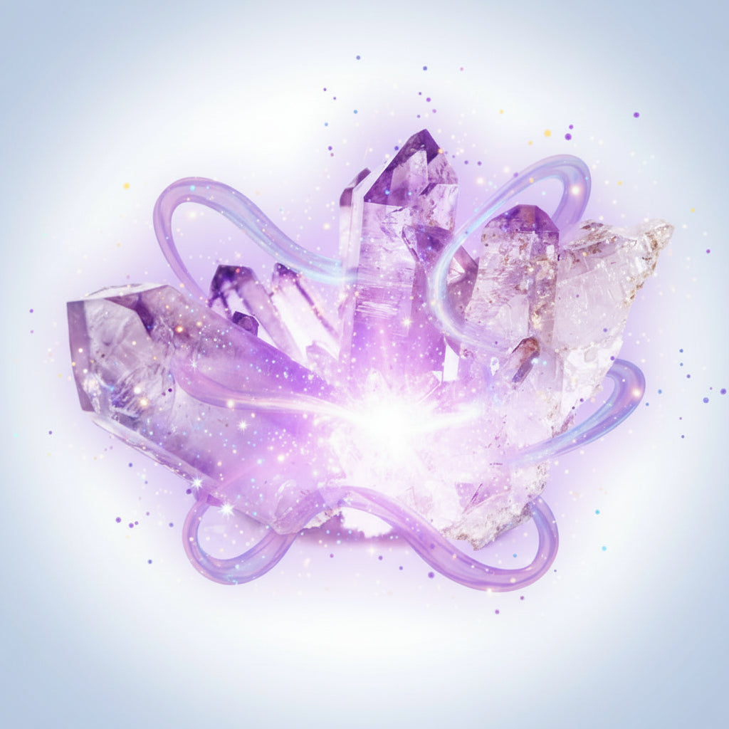 Pierre d'améthyste sur fond blanc