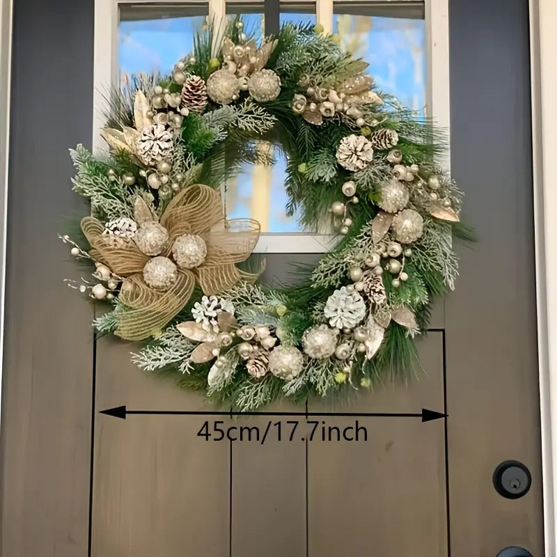 Silver Frost Christmas Wreath with Pine Branches